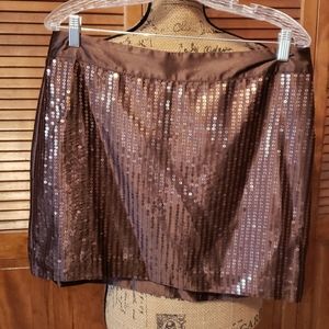 NWT Brown sequin Gap satin, lined mini skirt size 12